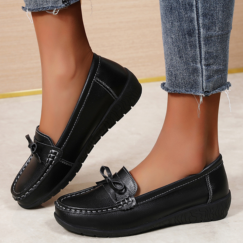 Women'S Shoes Loafers Black - Echt leer Dames Flats Mode Zwarte