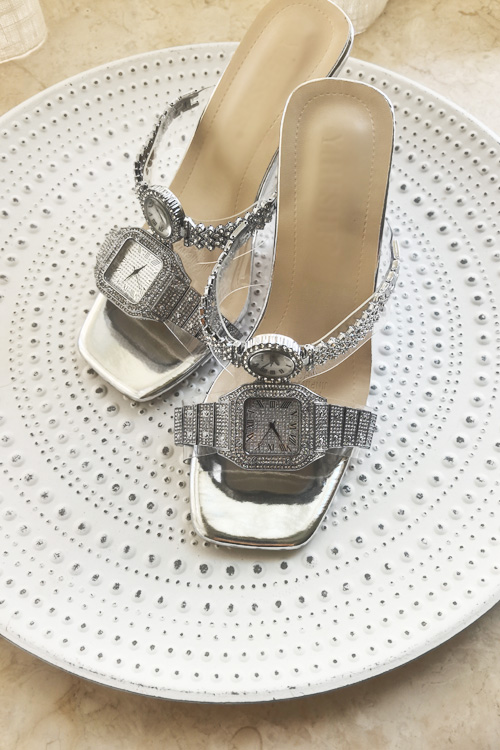 Clear Strap Heel - Origineel ontwerp Kristallen horloge hoge hakken