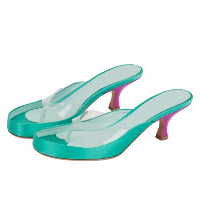 Clear Strap Heel - Transparante PVC bandjes teenslippers met kattenhak,
