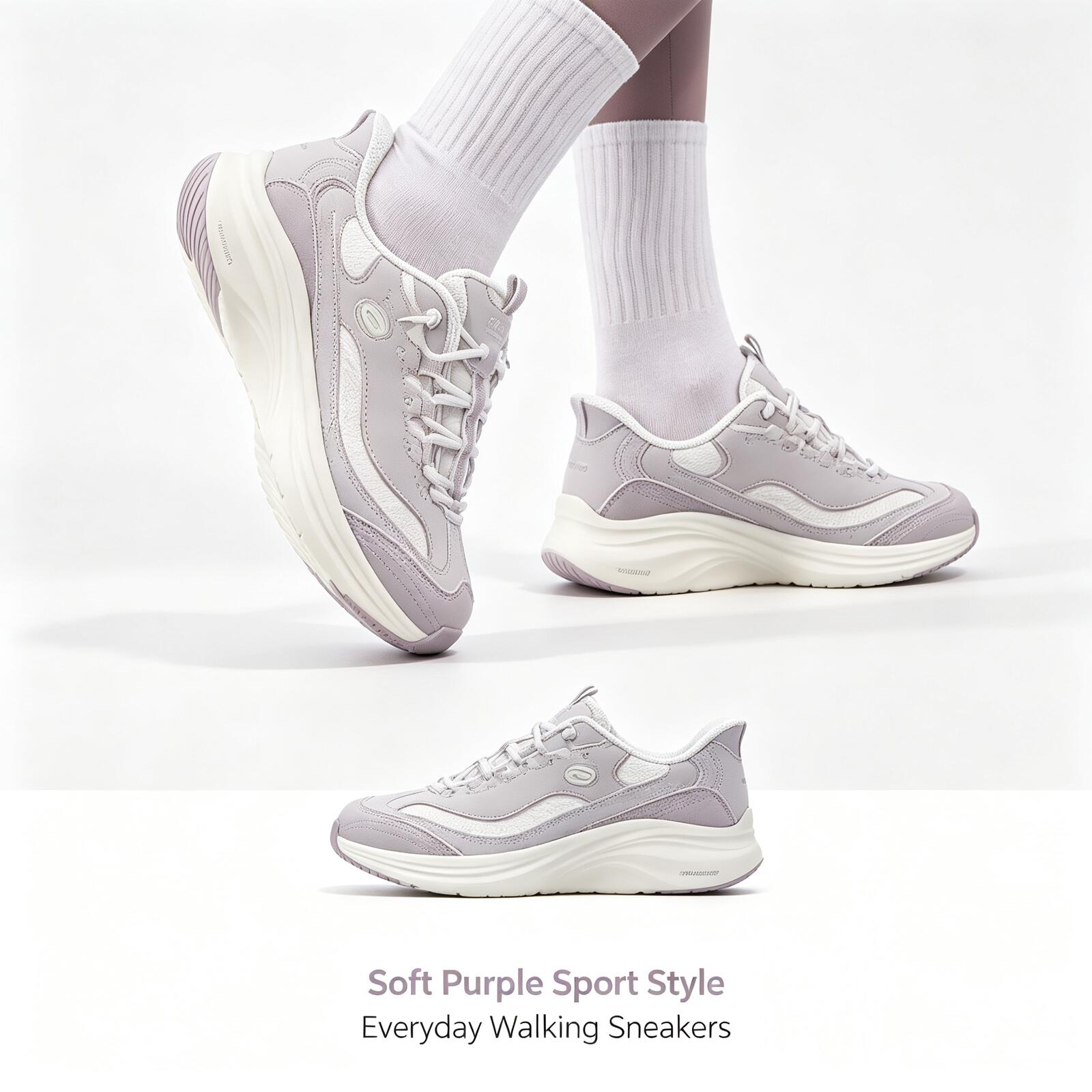 Women Shoes Skechers - Skechers Dames Lavendel Memory Foam Mesh