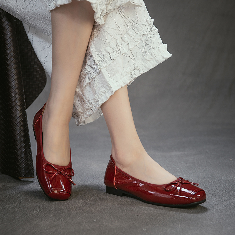 Echt leer Ronde neus Lage hakk - Women Shoes Japanese Brand recensie en prijs