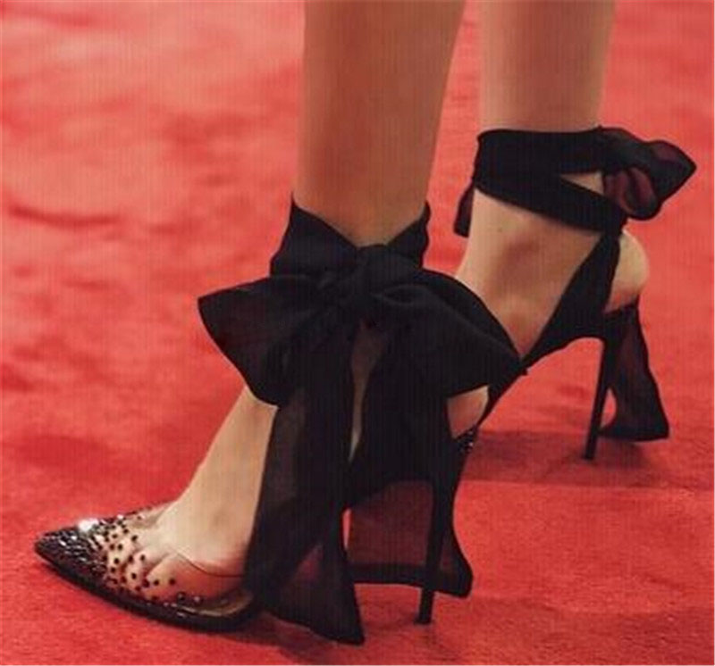 Rood Wit Zwart Mesh Lint Veter - Clear Strap Heel recensie en prijs