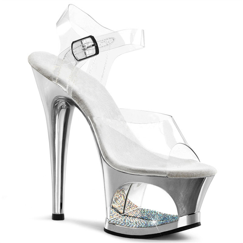 Roze uitgeholde platform stile - Clear Strap Heel recensie en prijs