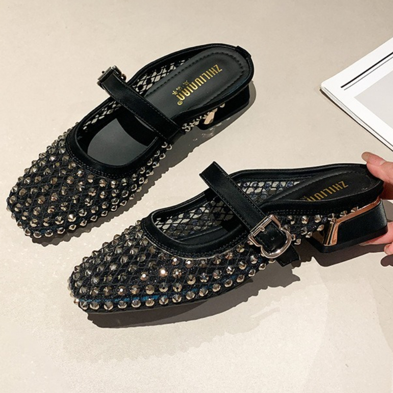 Mesh Strass Dikke Hak Muilezel - Women Shoes Mules recensie en prijs