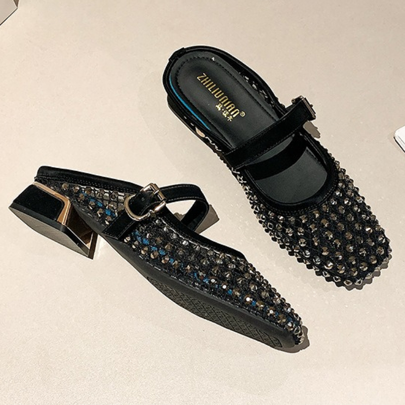 Mesh Strass Dikke Hak Muilezel - Women Shoes Mules recensie en prijs