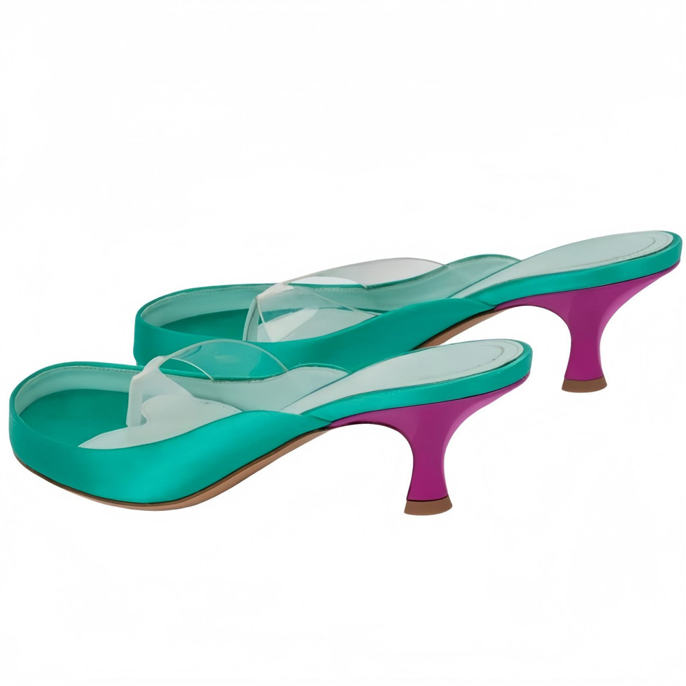 Dames gouden satijnen thong mu - Clear Strap Heel recensie en prijs