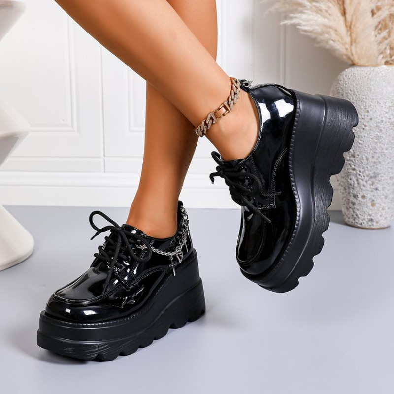 Zwarte glanzende leren platfor - Women'S Shoes Loafers Black recensie en prijs
